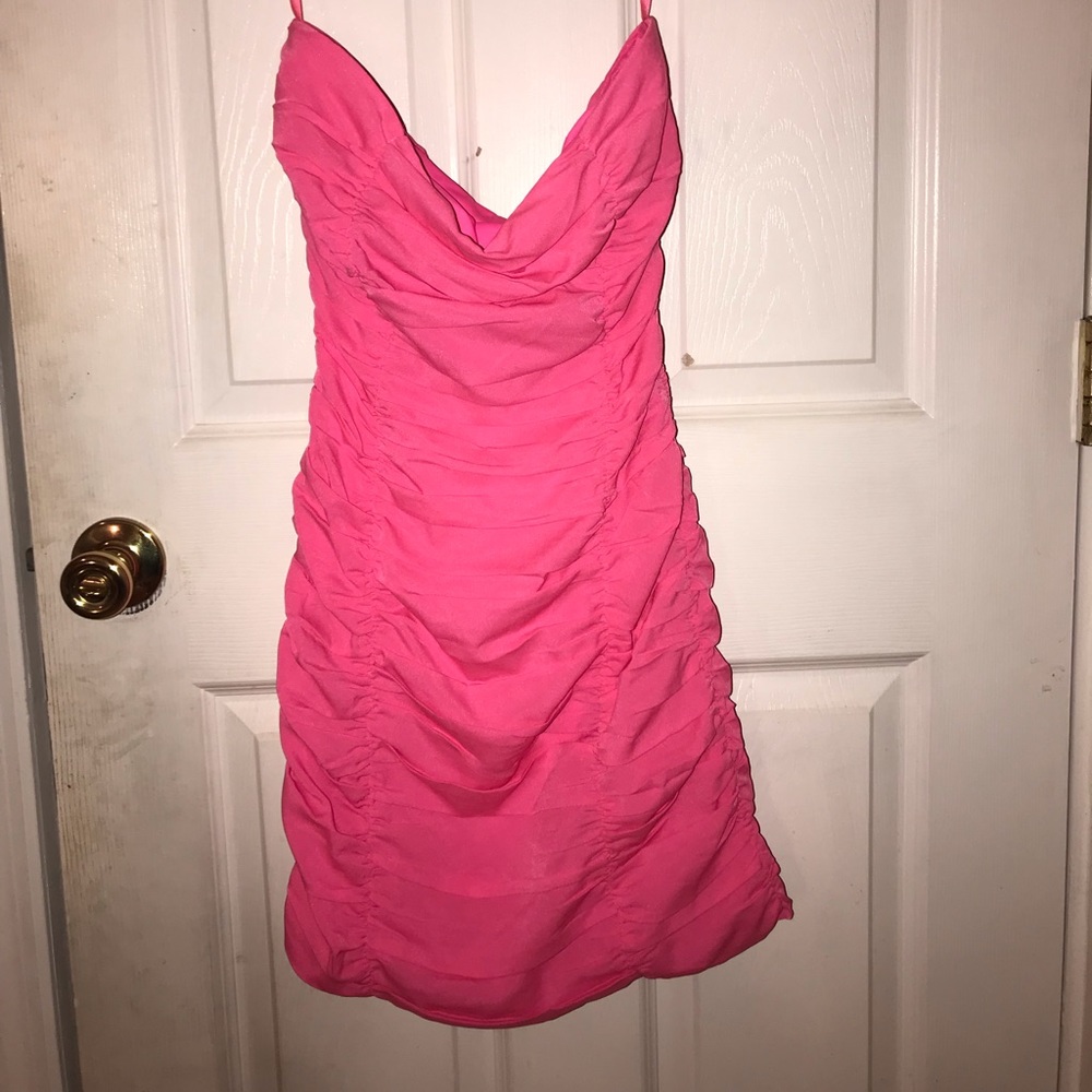 bright pink strapless dress from Sorella Boutique